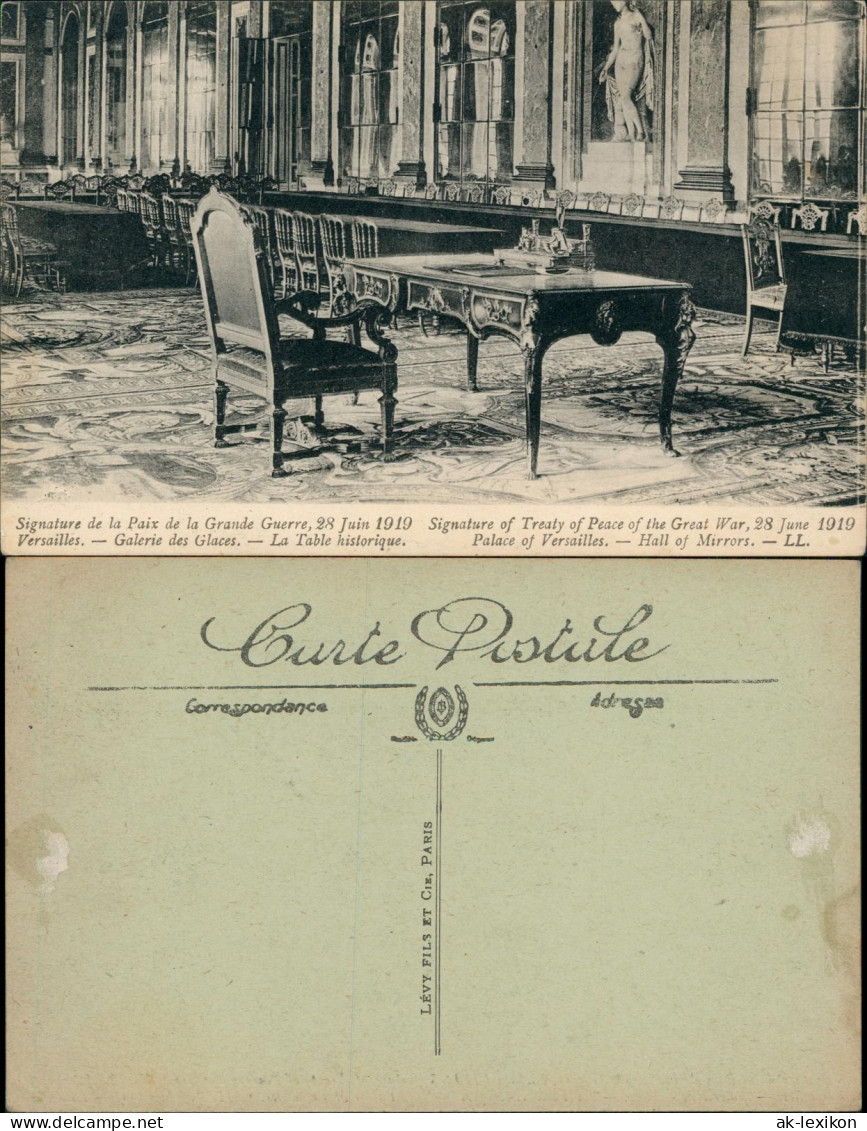 Versailles Galerie des Glaces La Table historique (Signature Grande Guerre) 1919