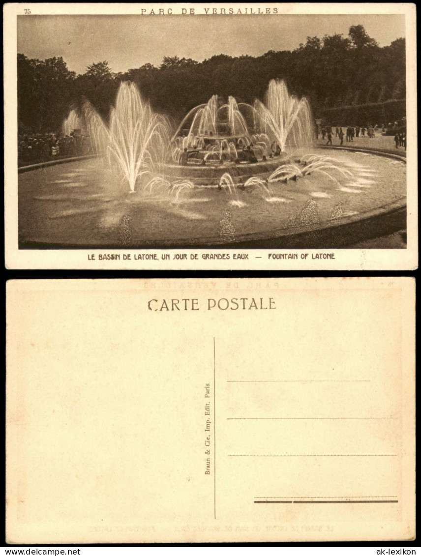 Versailles LE BASSIN DE LATONE UN JOUR DE GRANDES EAUX FOUNTAIN 1920
