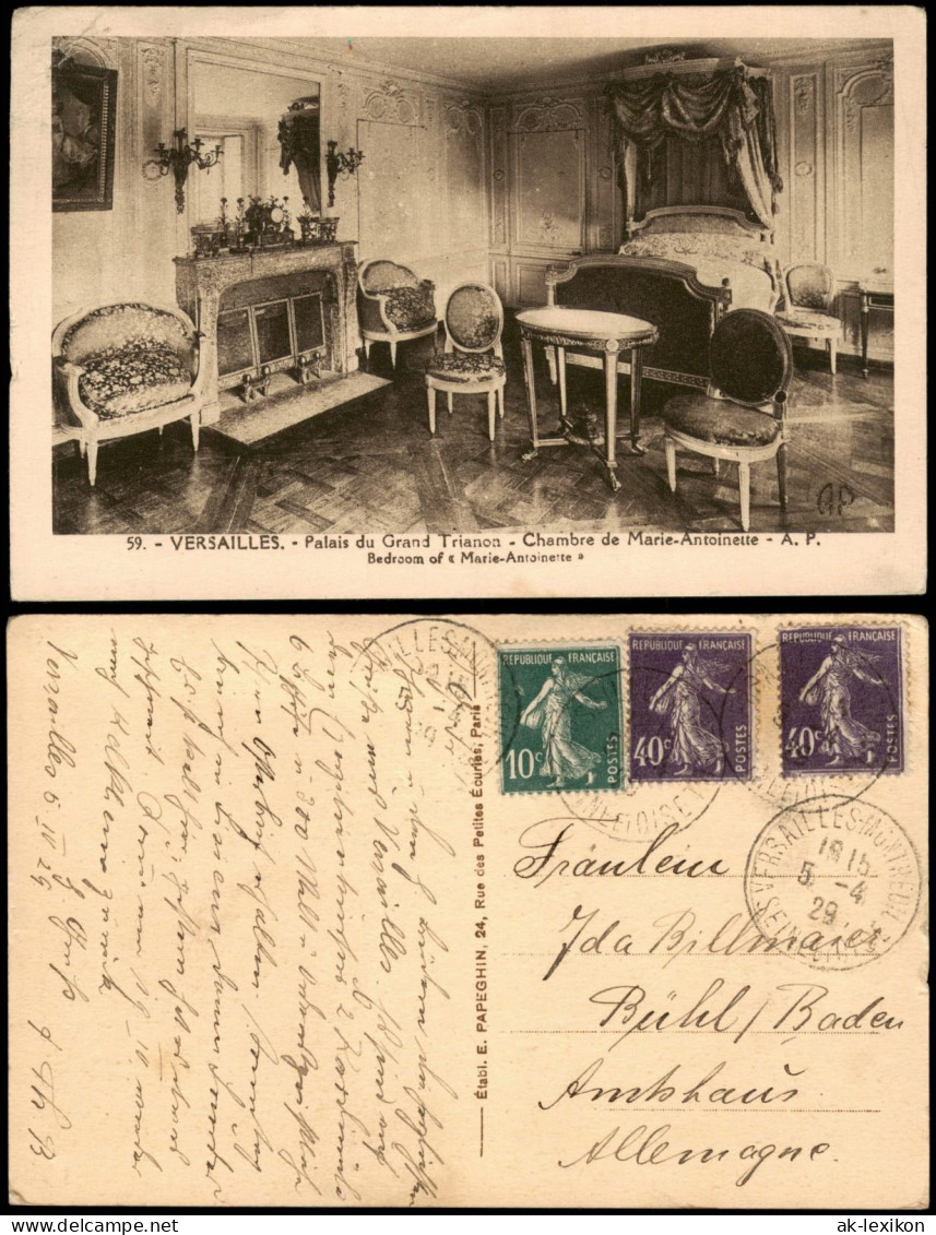 Versailles Schloss Palais du Grand Trianon - Chambre de Marie-Antoinette 1929