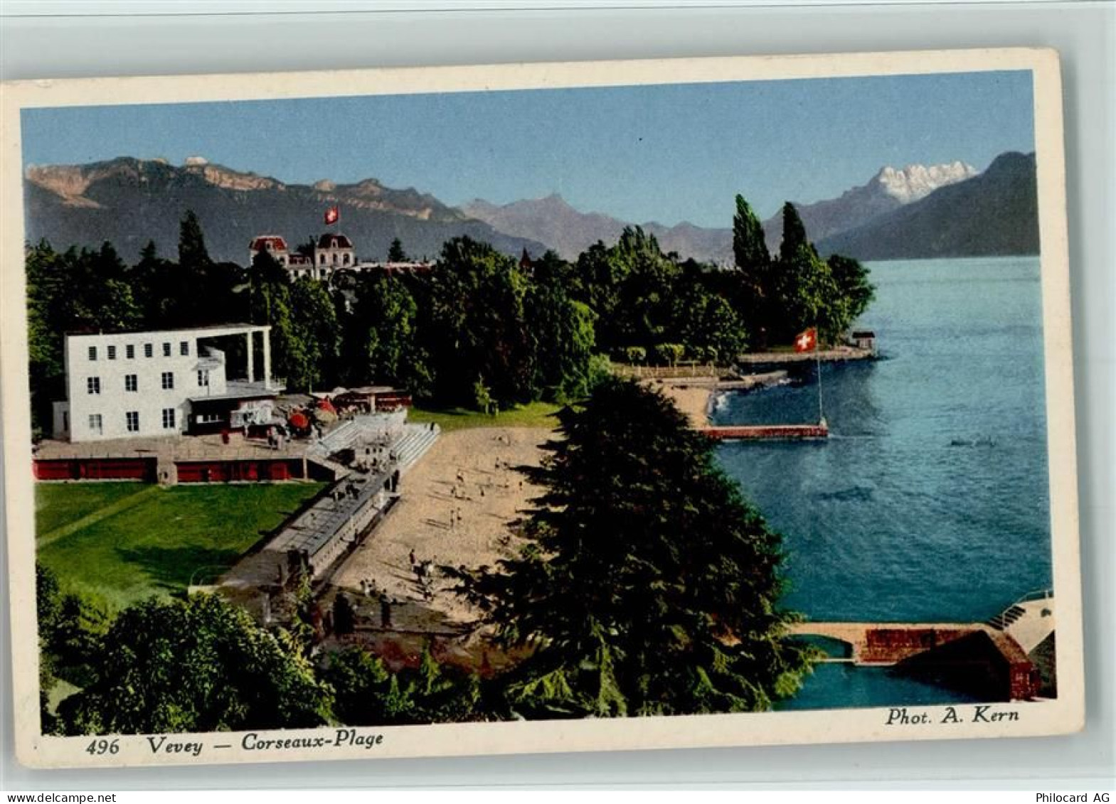 Vevey 1928 - Nr. 496 Photo A. Kern , Corseaux Plage AK - 10137510