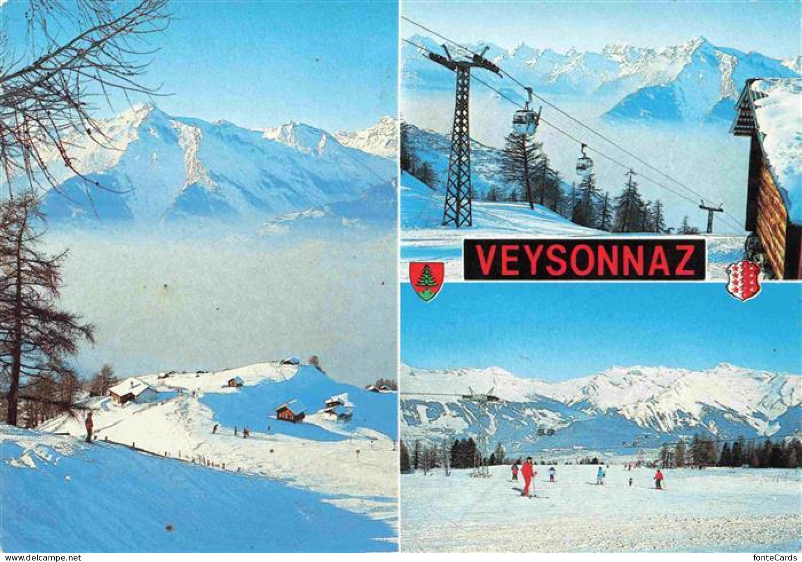 Veysonnaz Panorama Wintersportplatz Alpen Bergbahn