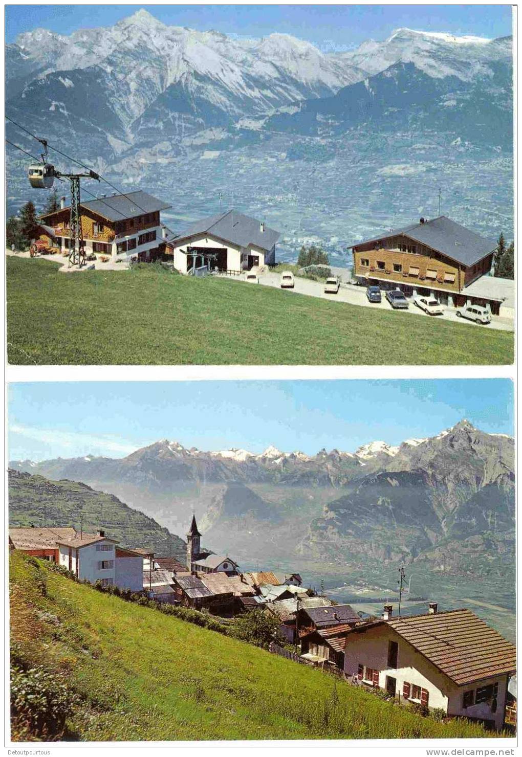 VEYSONNAZ Valais : lot de 2 cp : haut de Cry & aux Diablerets +village ( téléphérique renault 4L R4)