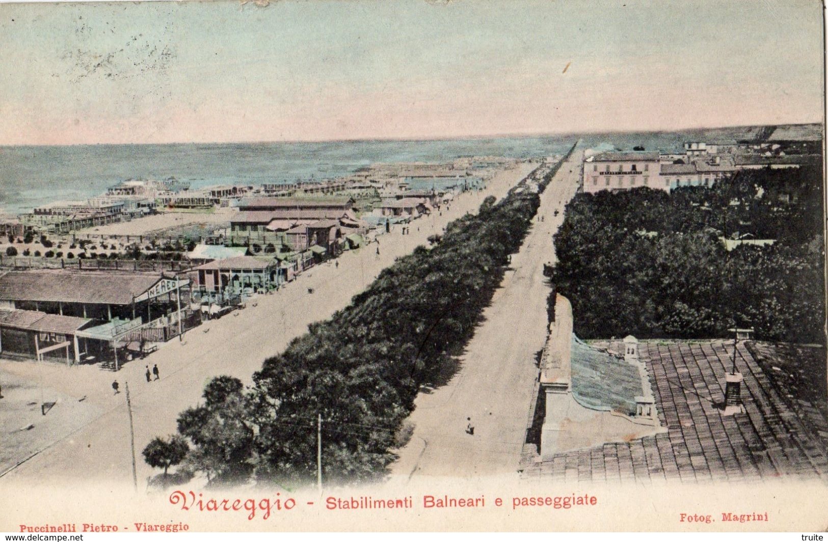 VIAREGGIO STABILIMENTI BALNEARI E PASSEGGIATE (CARTE PRECURSEUR ET COLORISEE )