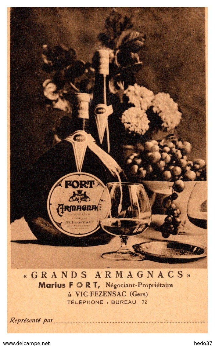 Vic Fezensac - Carte publicitaire Grands Armagnacs - Marius Fort