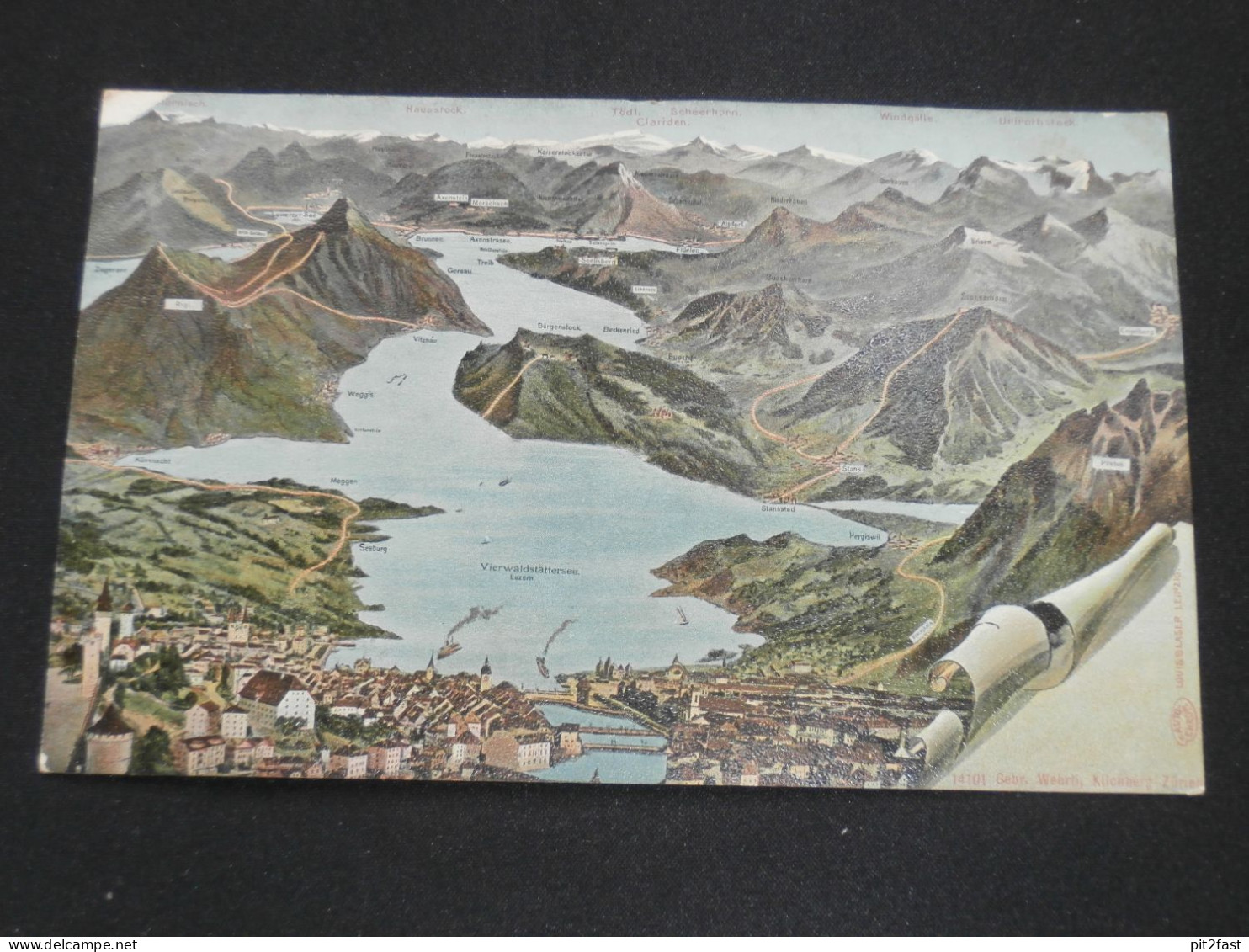 Vierwaldstättersee b. Flüelen , Seedorf , Buochs , Ennetbürgen , Brunnen , ca. 1910 ,  Ansichtskarte , AK , CPA !!
