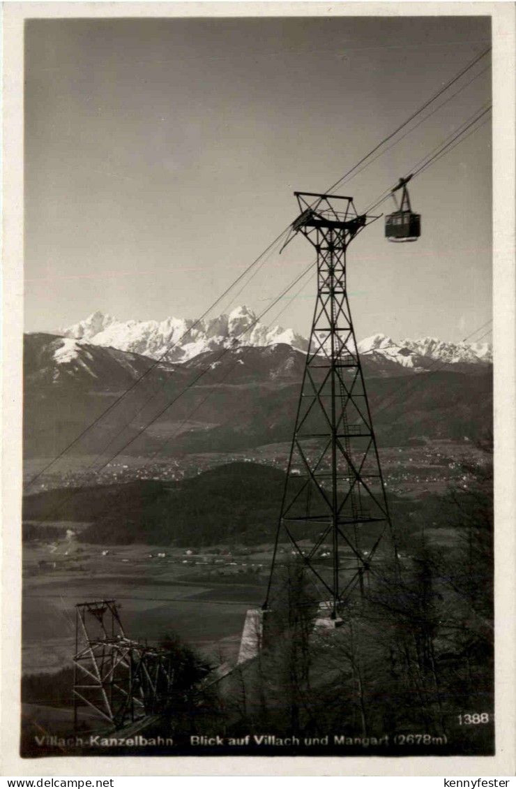Villach/Kärnten - Villach, Kanzelbahn, Blick auf Villach und Mangart