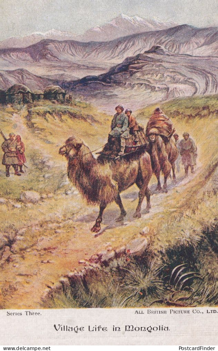 Village Life In Mongolia Antique Transport Old Postcard