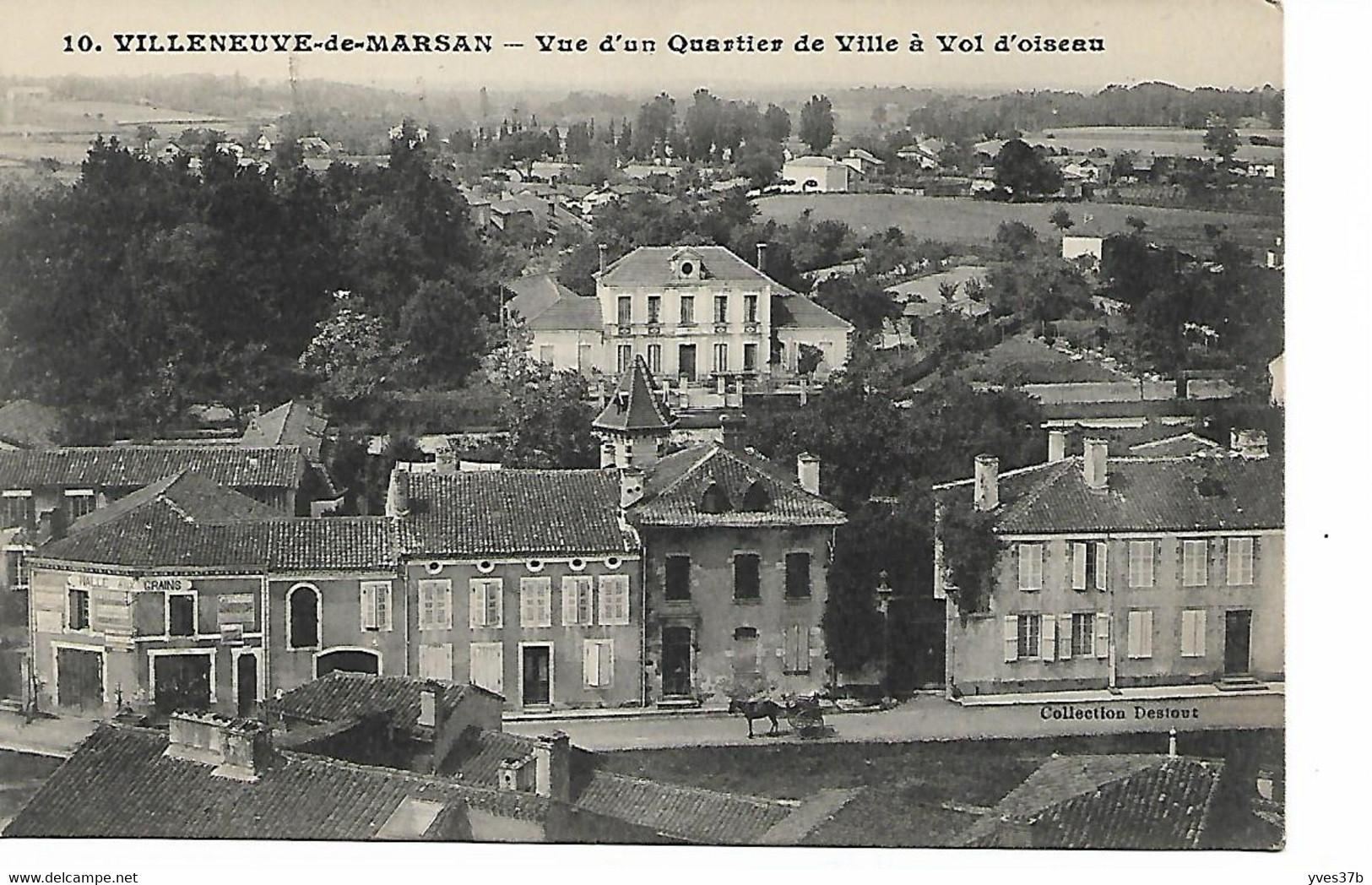 VILLENEUVE-de-Marsan - vue d'un Quartier de ville à vol d'oiseau