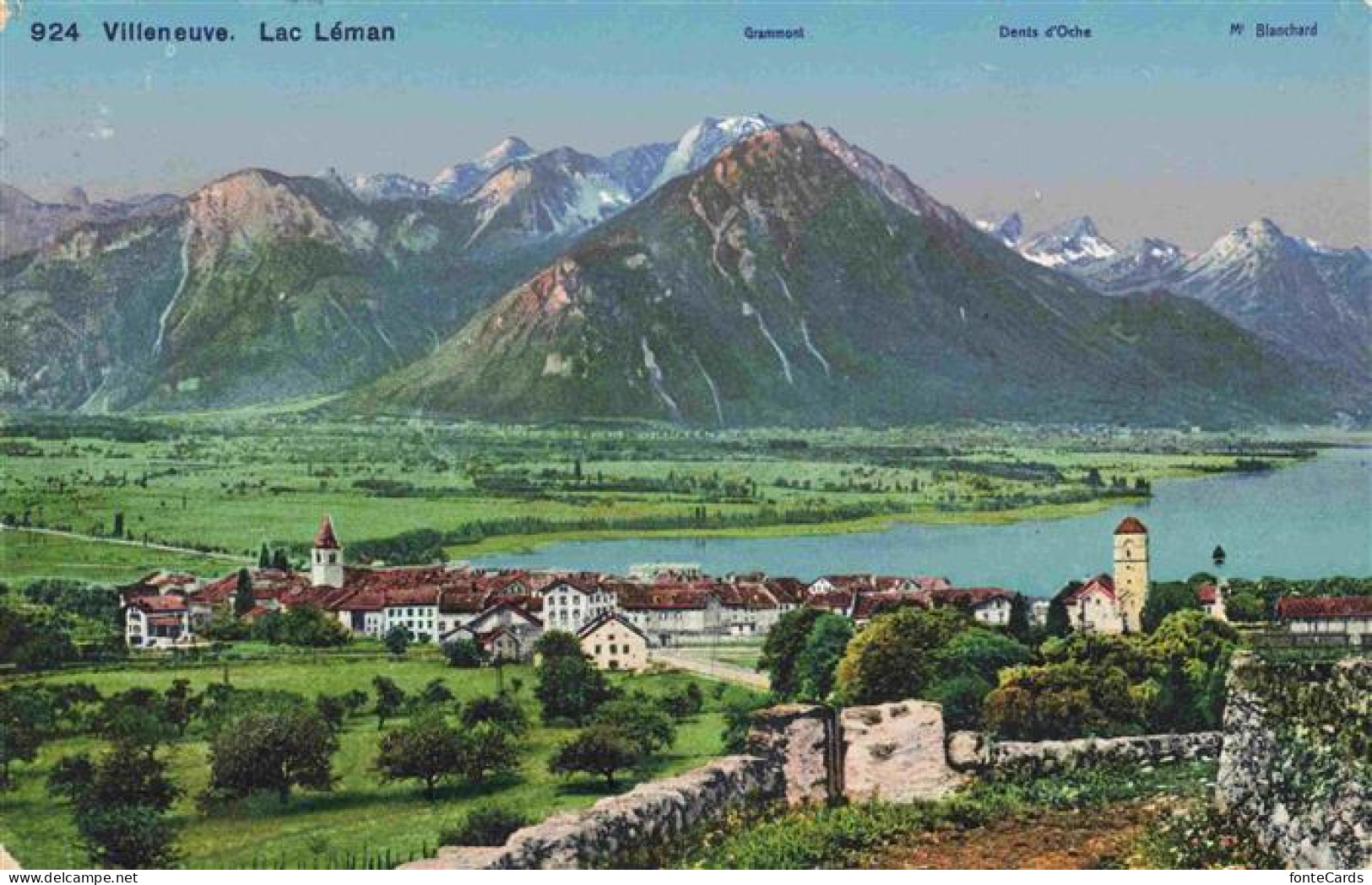 Villeneuve  Lac Leman VD Panorama Lac Léman et les Alpes