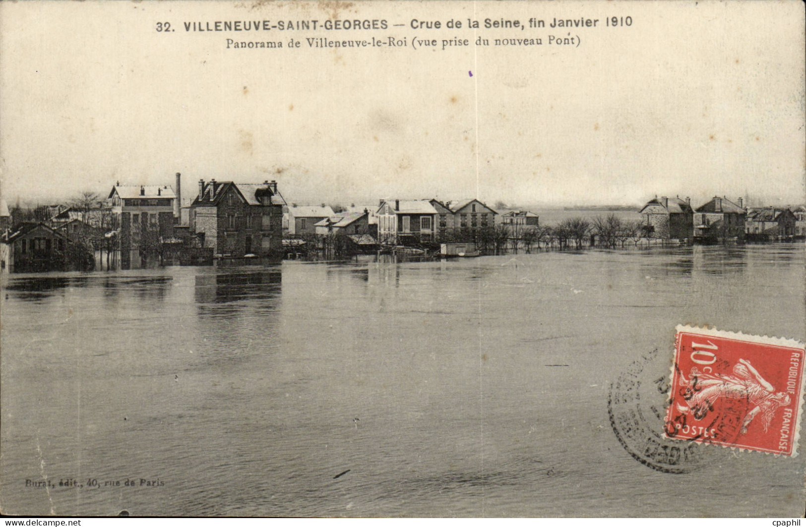 Villeneuve Saint Georges CPA Crue de la Seine fin janvier 1910 Panorama de Villeneuve le Roi