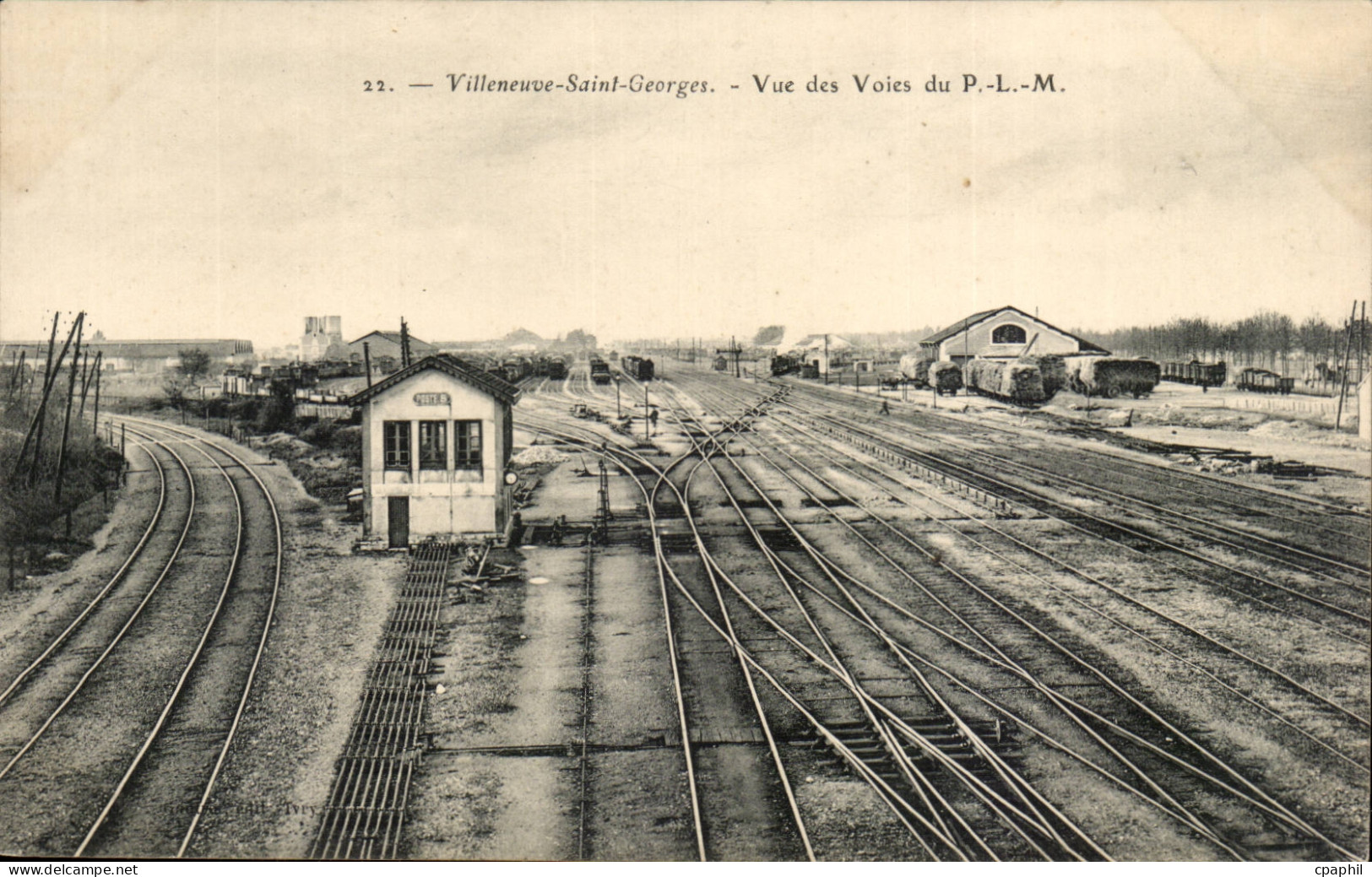 Villeneuve Saint Georges CPA Vue des voies du PLM (train)