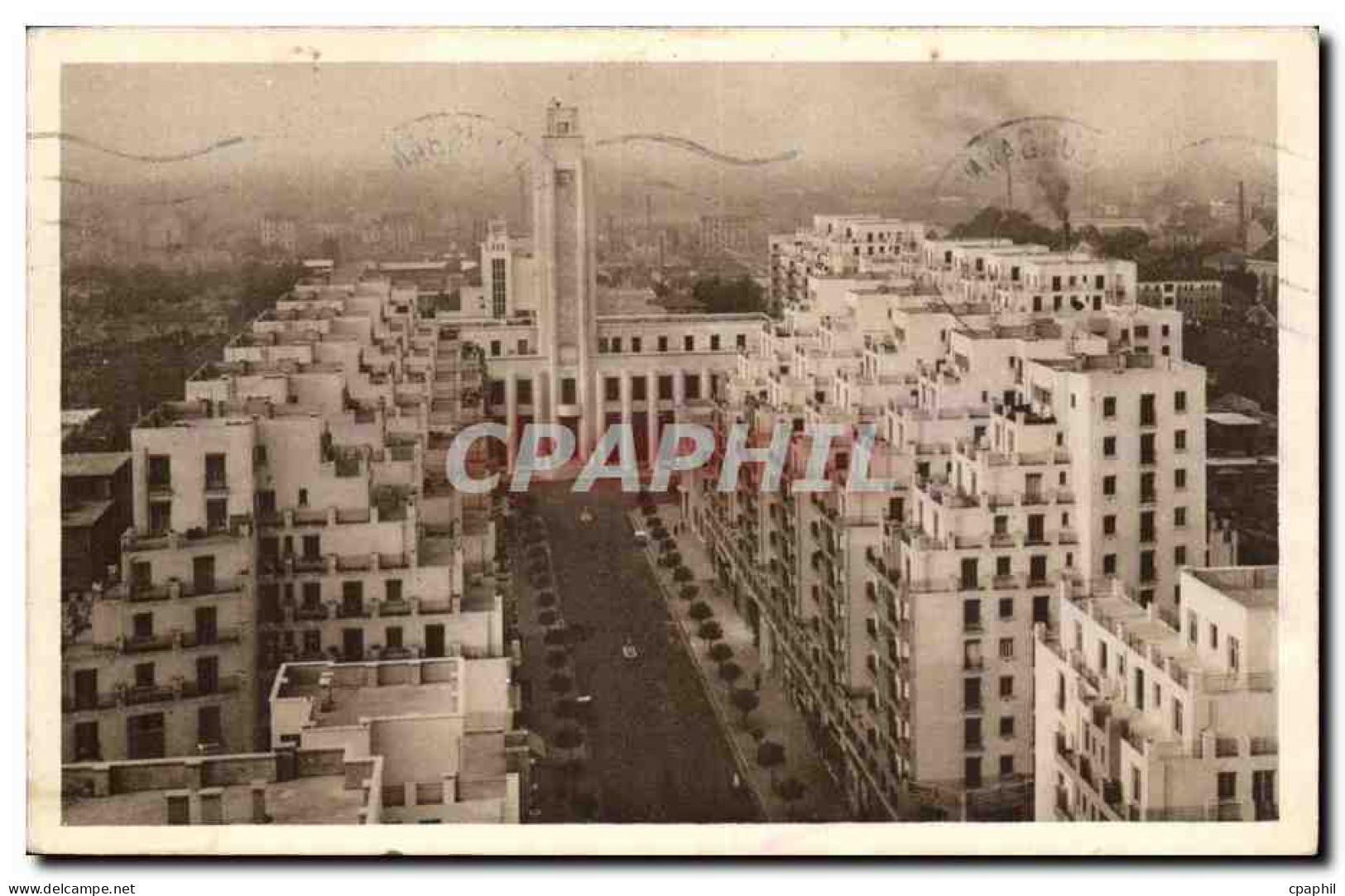 Villeurbanne CPA Nouveau centre d'urbanisme Vue prise d'une des tours de 18 etages