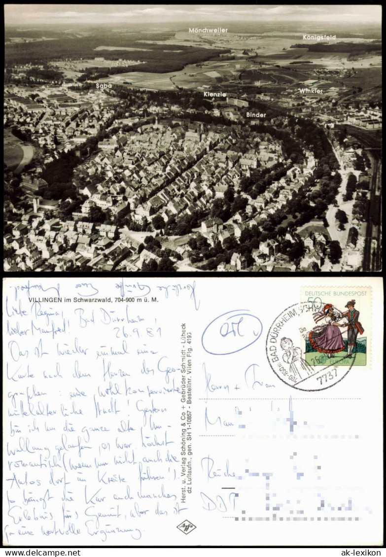 Villingen-Schwenningen Luftaufnahme mit Saba, Kienzle, Binder, Königsfeld 1981
