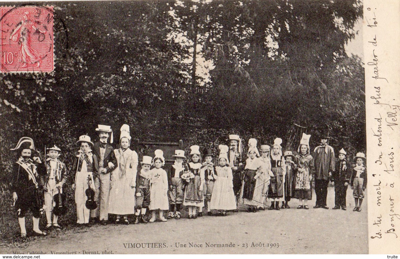 VIMOUTIERS UNE NOCE NORMANDE 23 AOUT 1903 (CARTE PRECURSEUR)