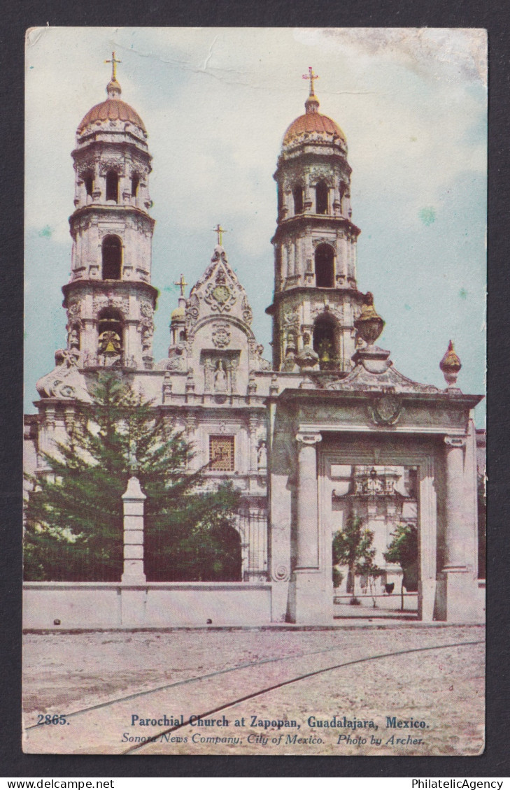 Vintage postcard 1908 Zapopan Guadalajara Mexico Parochial Church Basilica