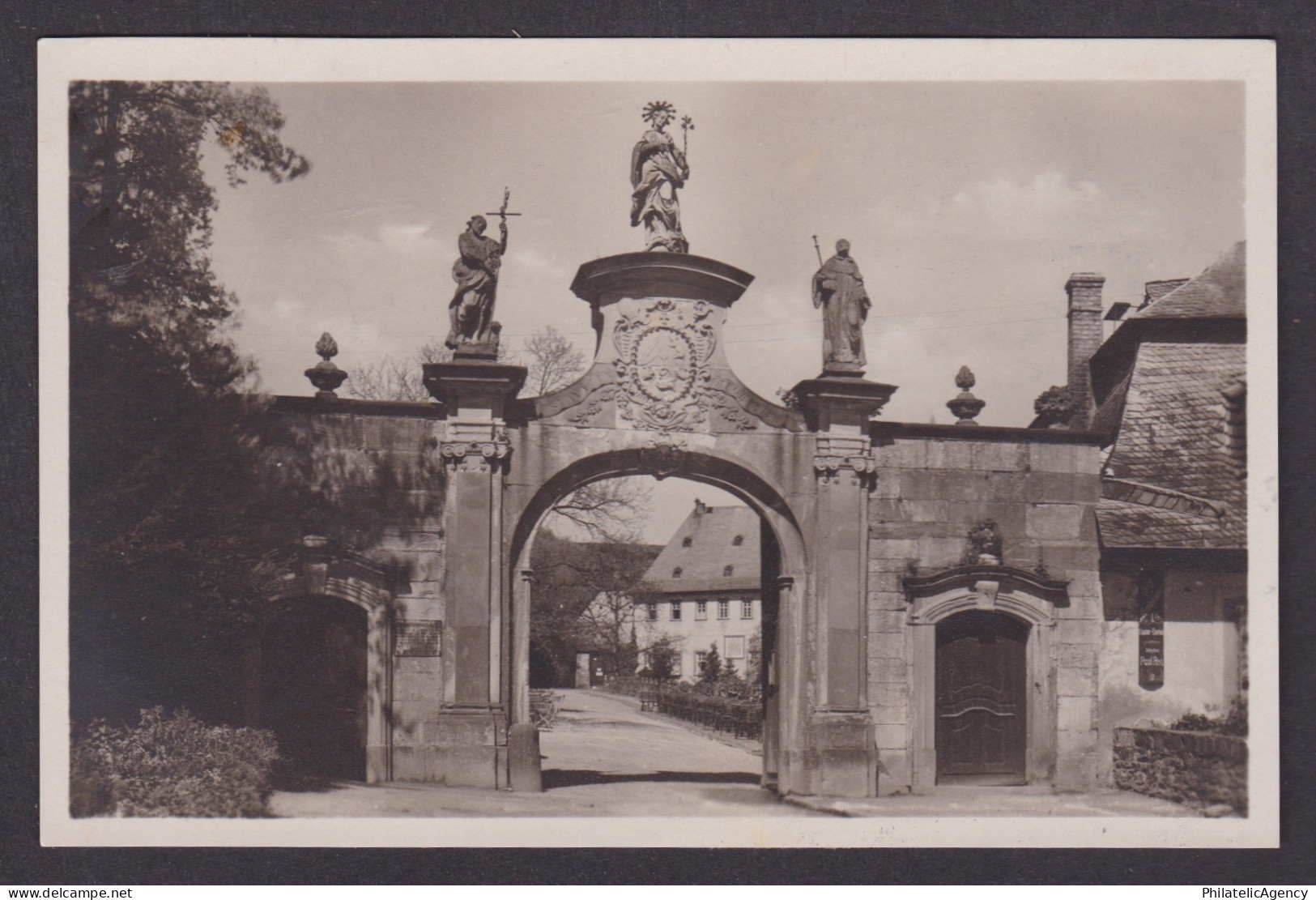 Vintage postcard 1929 Eberbach Abbey sandstone portal Hattenheim Hesse Germany