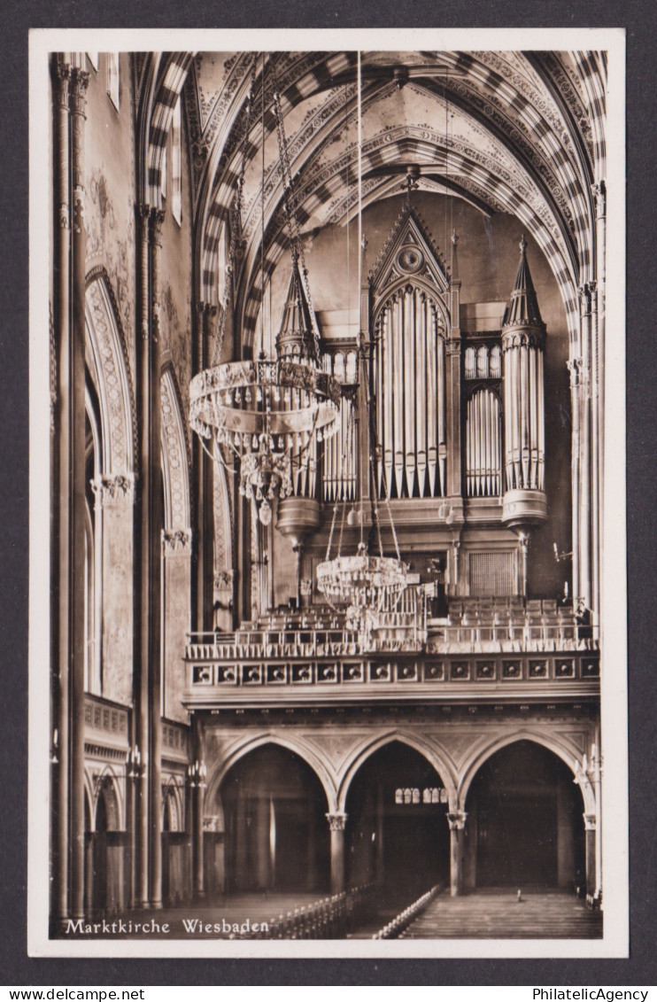 Vintage postcard 1930s Marktkirche organ interior Wiesbaden Hesse German