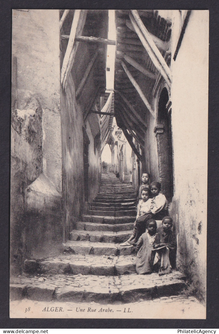 Vintage postcard Algeria Alger Algiers Une Rue Arabe Arab Street Children 1905