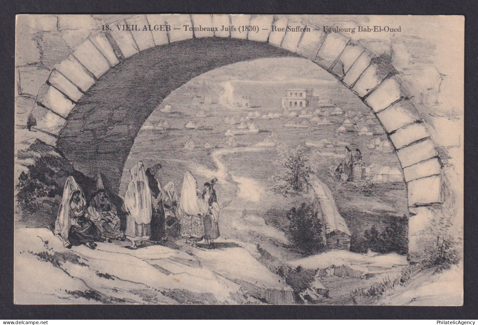 Vintage postcard Algeria Algiers Jewish tombs Bab El Oued Vieil Alger