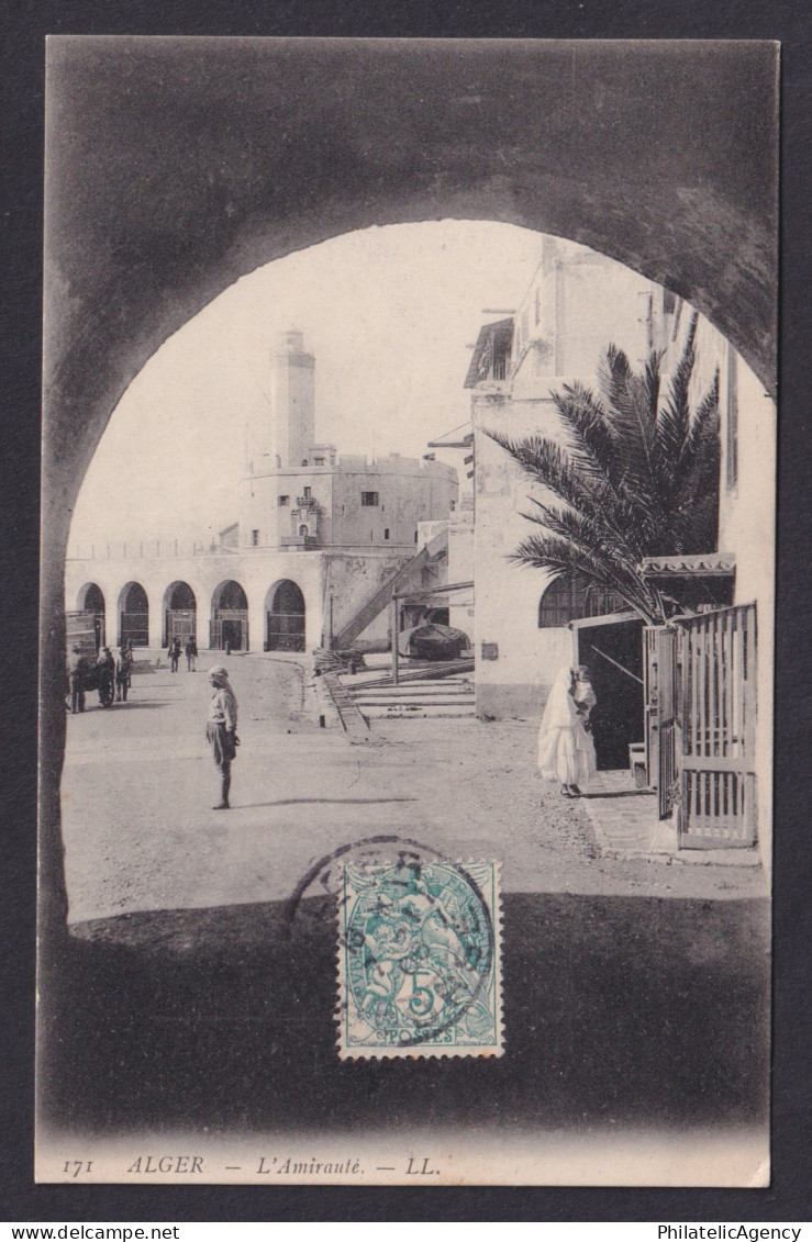 Vintage postcard Algiers Algeria Admiralty Arch View Lighthouse North Africa