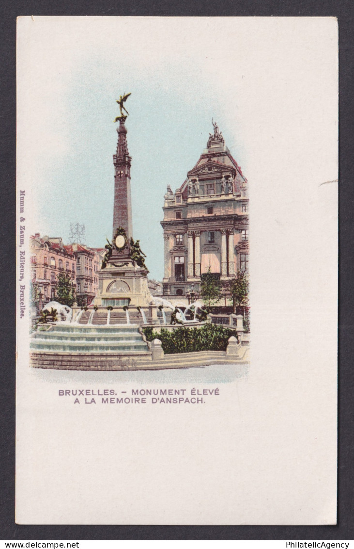 Vintage Postcard Belgium Brussels Anspach Monument