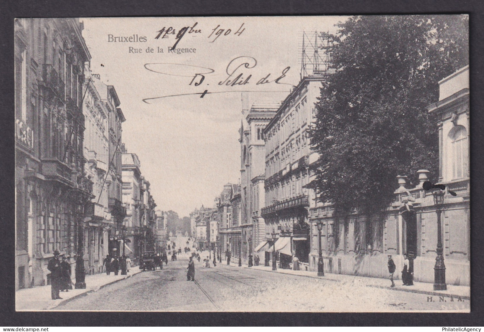 Vintage Postcard Belgium Brussels Regence Street 1904