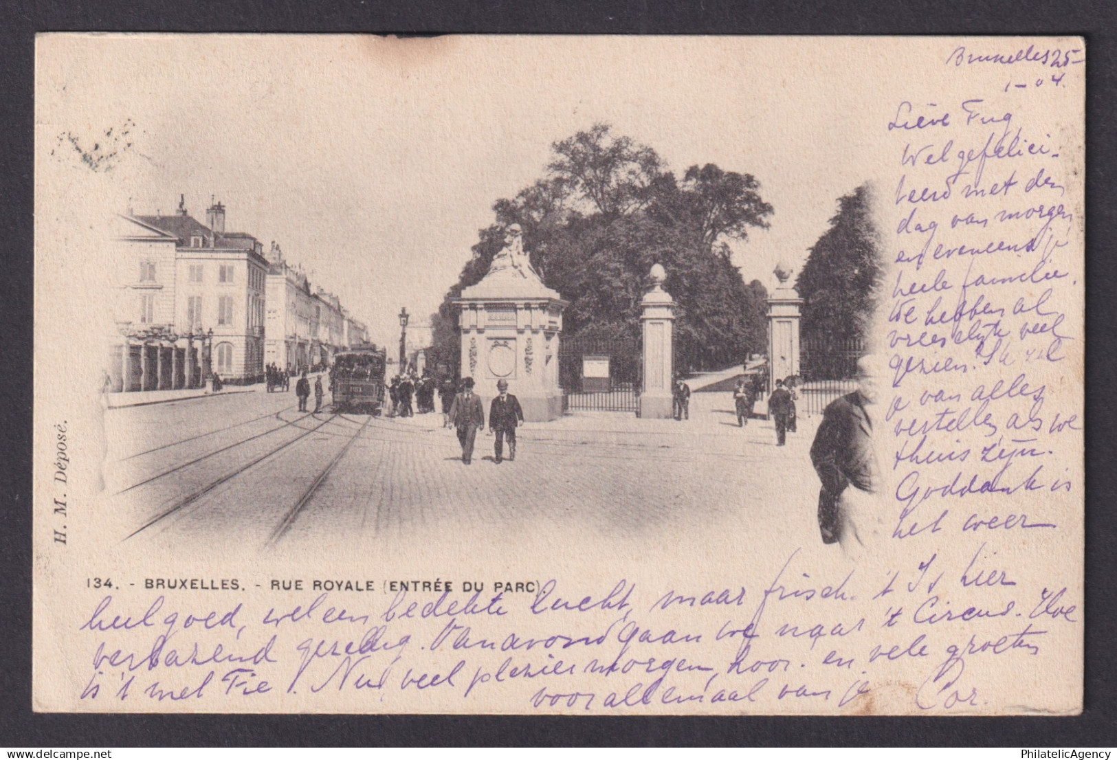 Vintage Postcard Belgium Brussels Royale Street Parc 1904