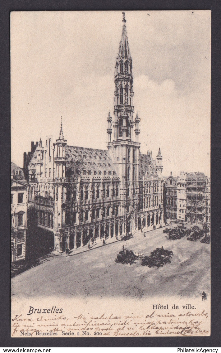 Vintage Postcard Belgium Brussels Town Hall 1902