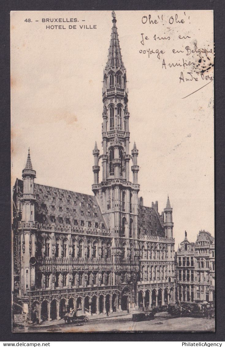 Vintage Postcard Belgium Brussels Town Hall 1904