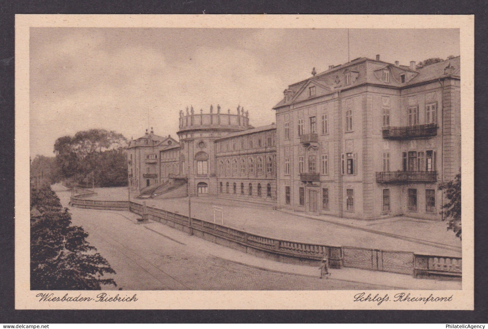 Vintage postcard Biebrich Palace Rheinfront Wiesbaden Hesse Germany