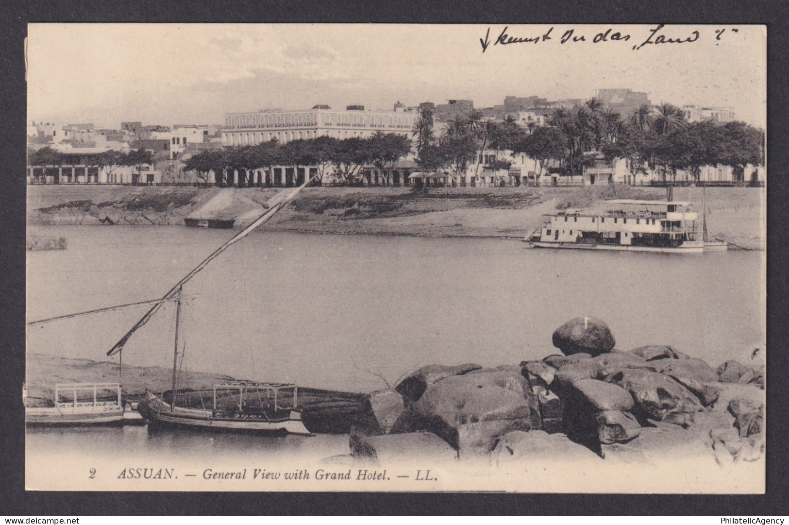 Vintage postcard EGYPT Aswan General View with Grand Hotel