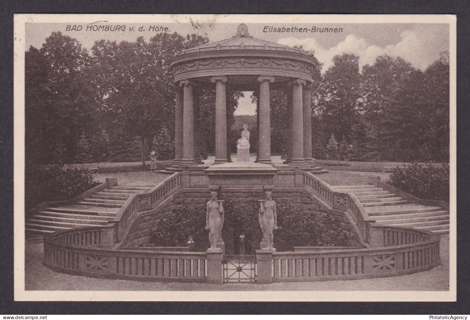 Vintage postcard Elisabethen fountain colonnade Bad Homburg Hesse Germany