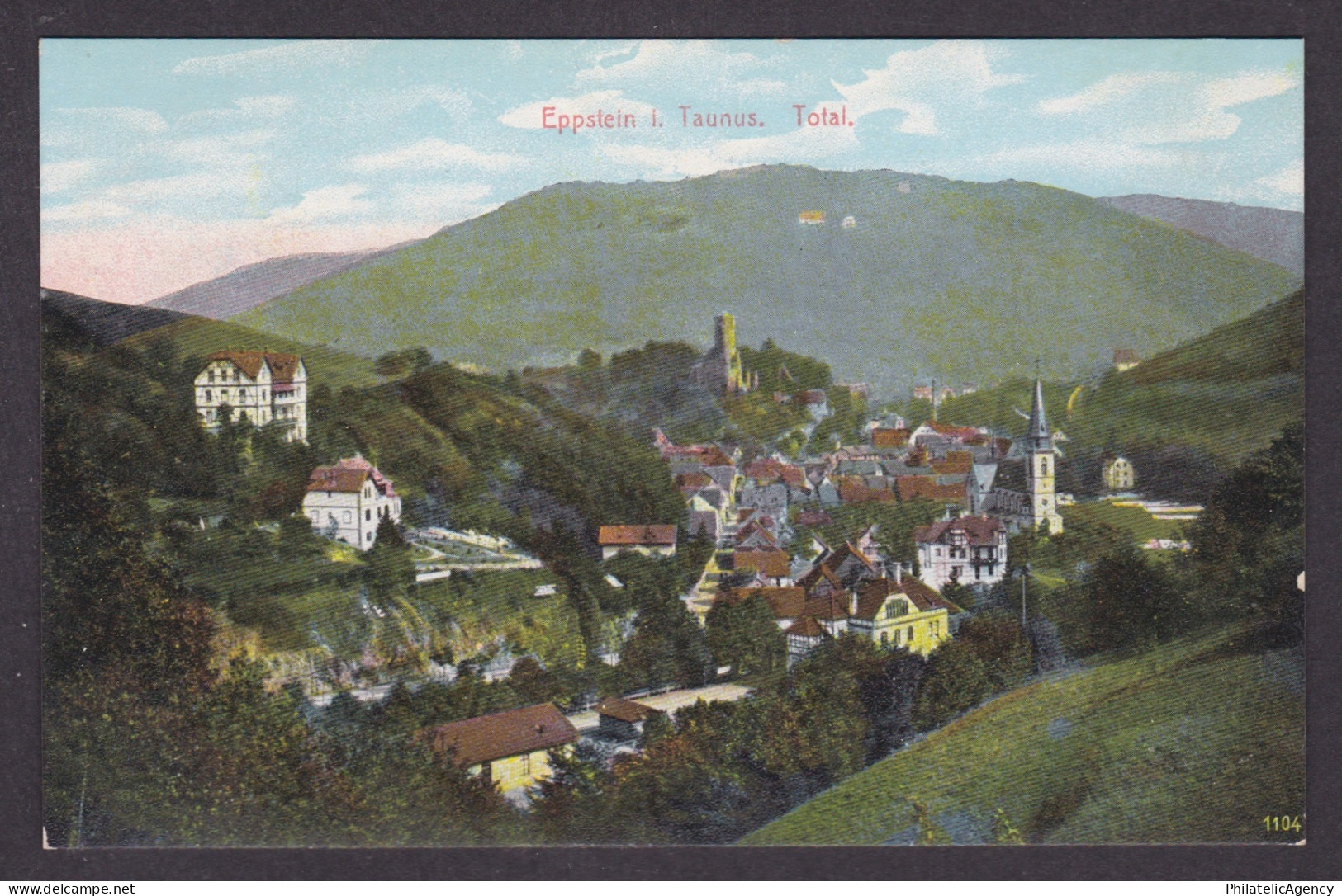Vintage postcard Eppstein Taunus panoramic view castle church Hesse Germany