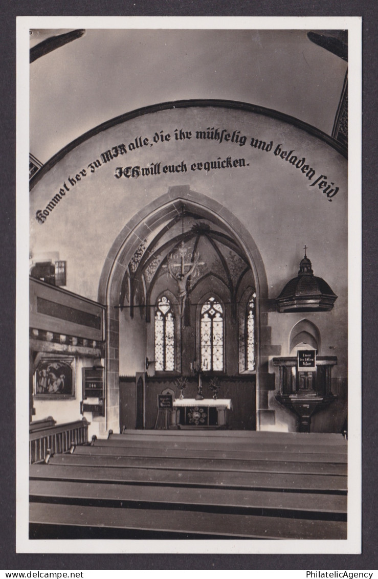 Vintage postcard Evangelical church interior Bensheim Auerbach Hesse Germany