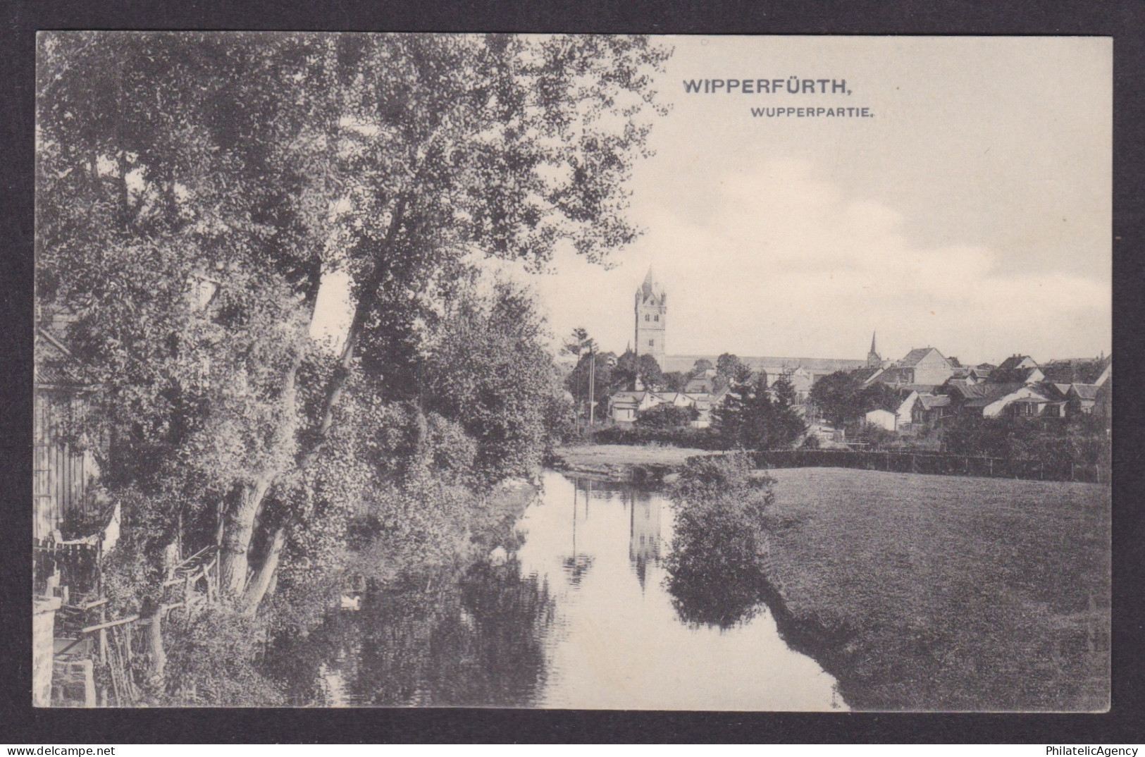 Vintage postcard Germany Wipperfurth Church City View and Wupper Rive