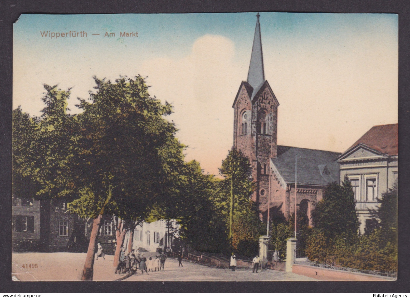 Vintage postcard Germany Wipperfurth St Nikolaus Church Market Square