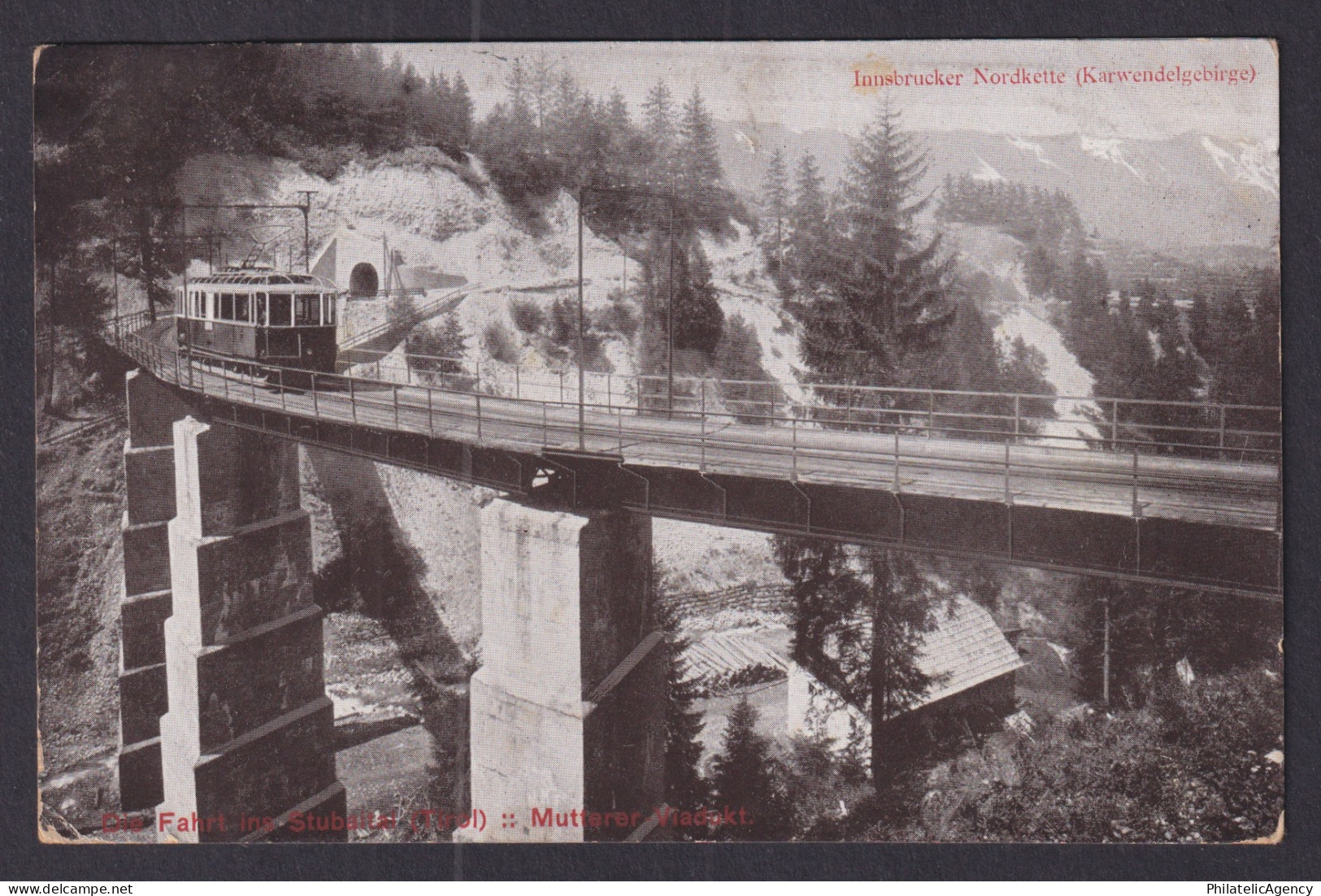 Vintage postcard Innsbruck Stubaitalbahn Mutters Viaduct Nordkette Tyrol Austria