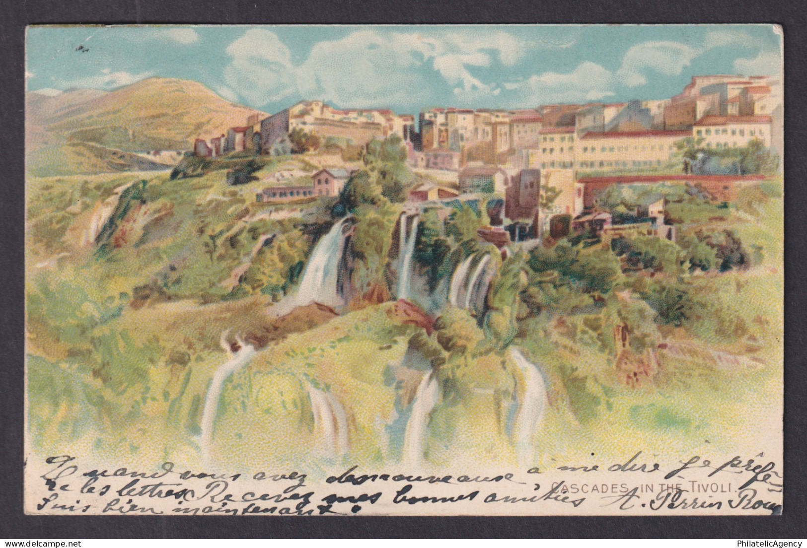 Vintage Postcard Italy Cascades In Tivoli 1908