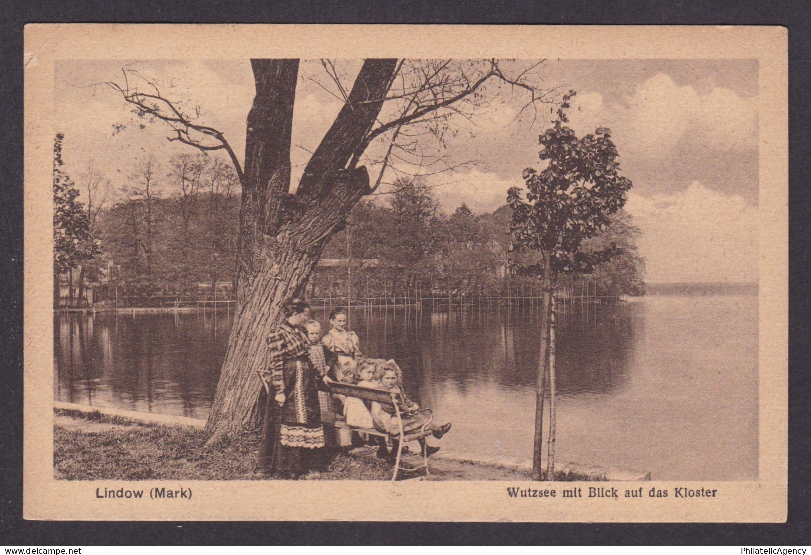 Vintage postcard Lindow Mark Wutzsee lake monastery view Brandenburg Germany