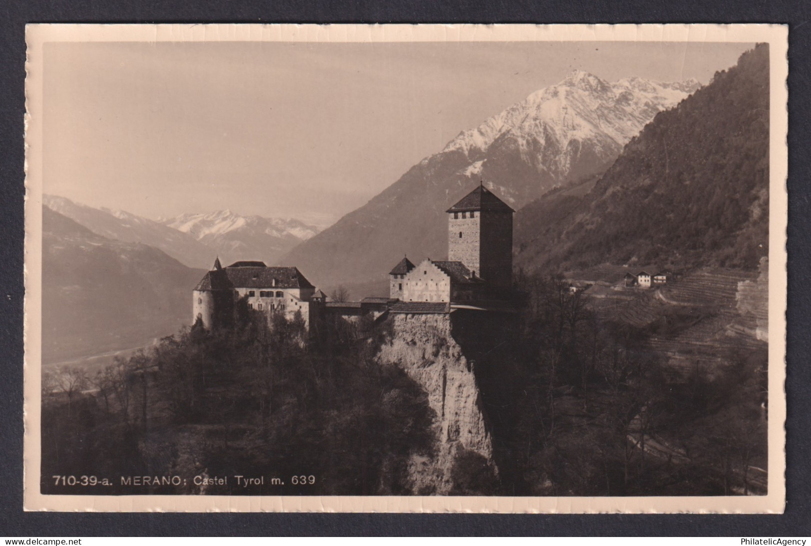 Vintage postcard Merano Castel Tyrol South Tyrol mountain view Italy Alps