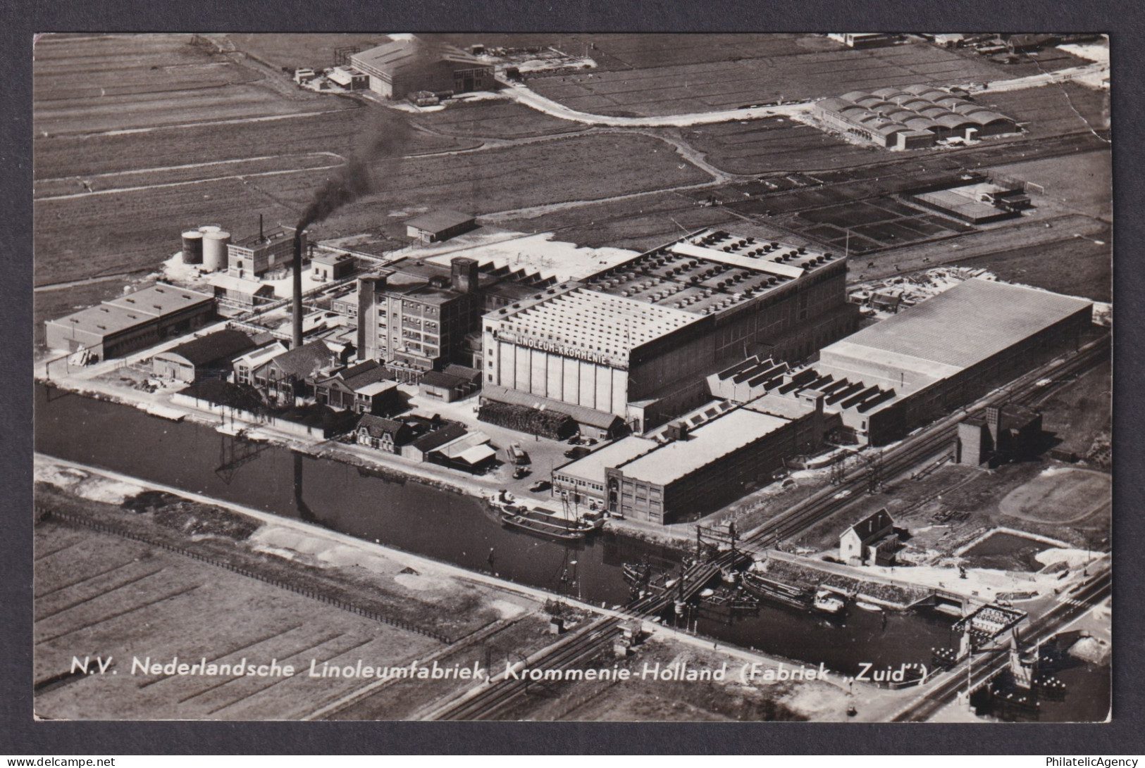 Vintage Postcard Netherlands Krommenie Linoleum Factory