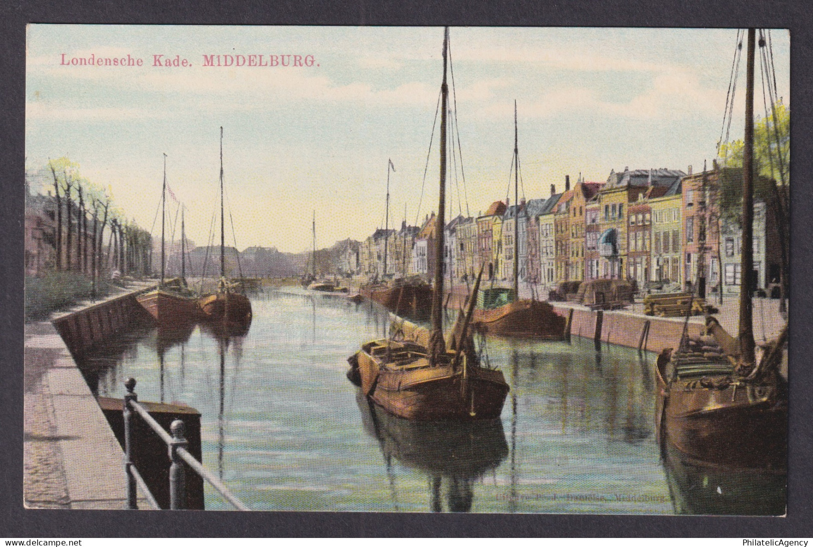 Vintage Postcard Netherlands Middelburg Londensche Kade