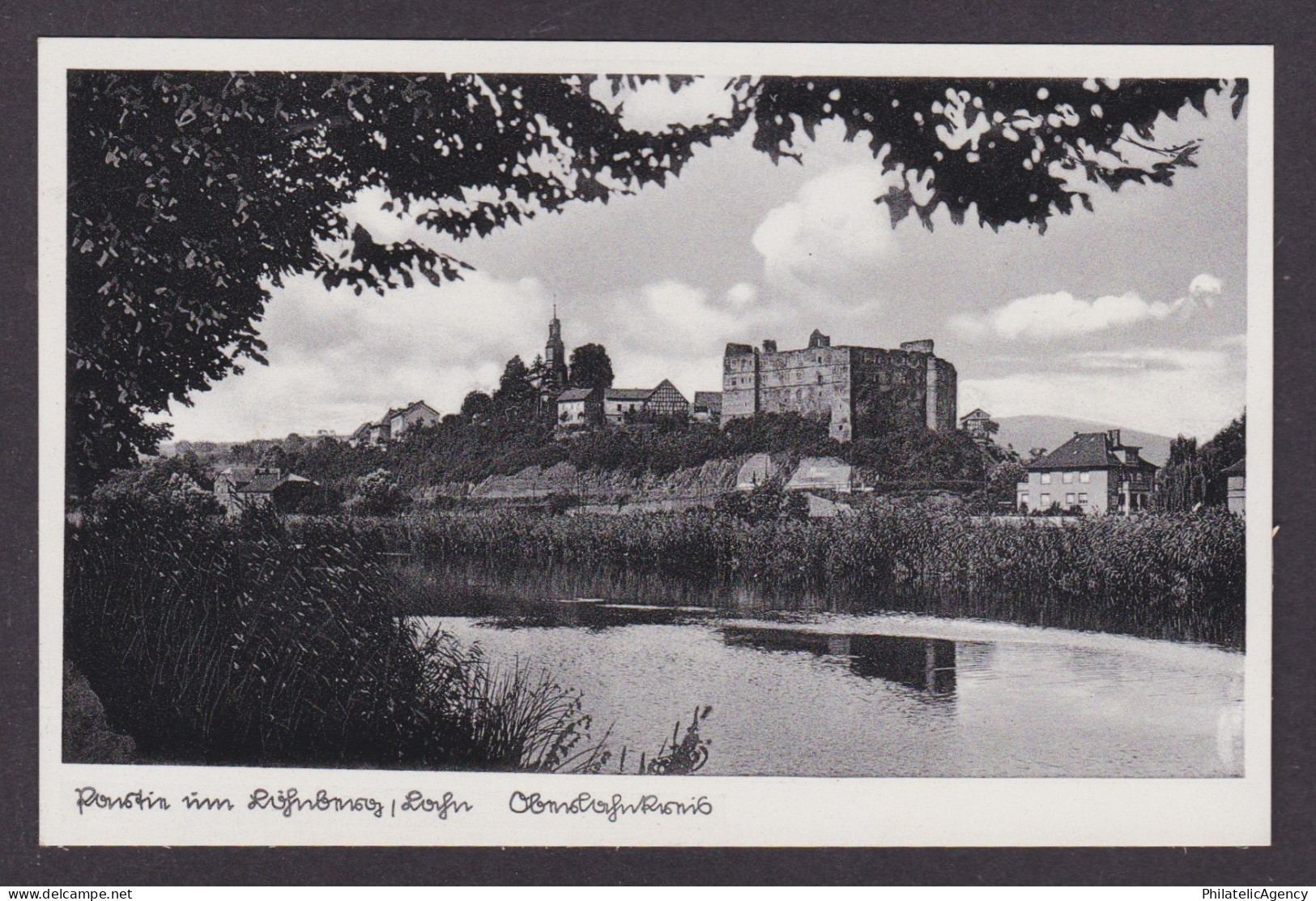 Vintage postcard Runkel panoramic view Lahn river castle Hesse Germany 1939
