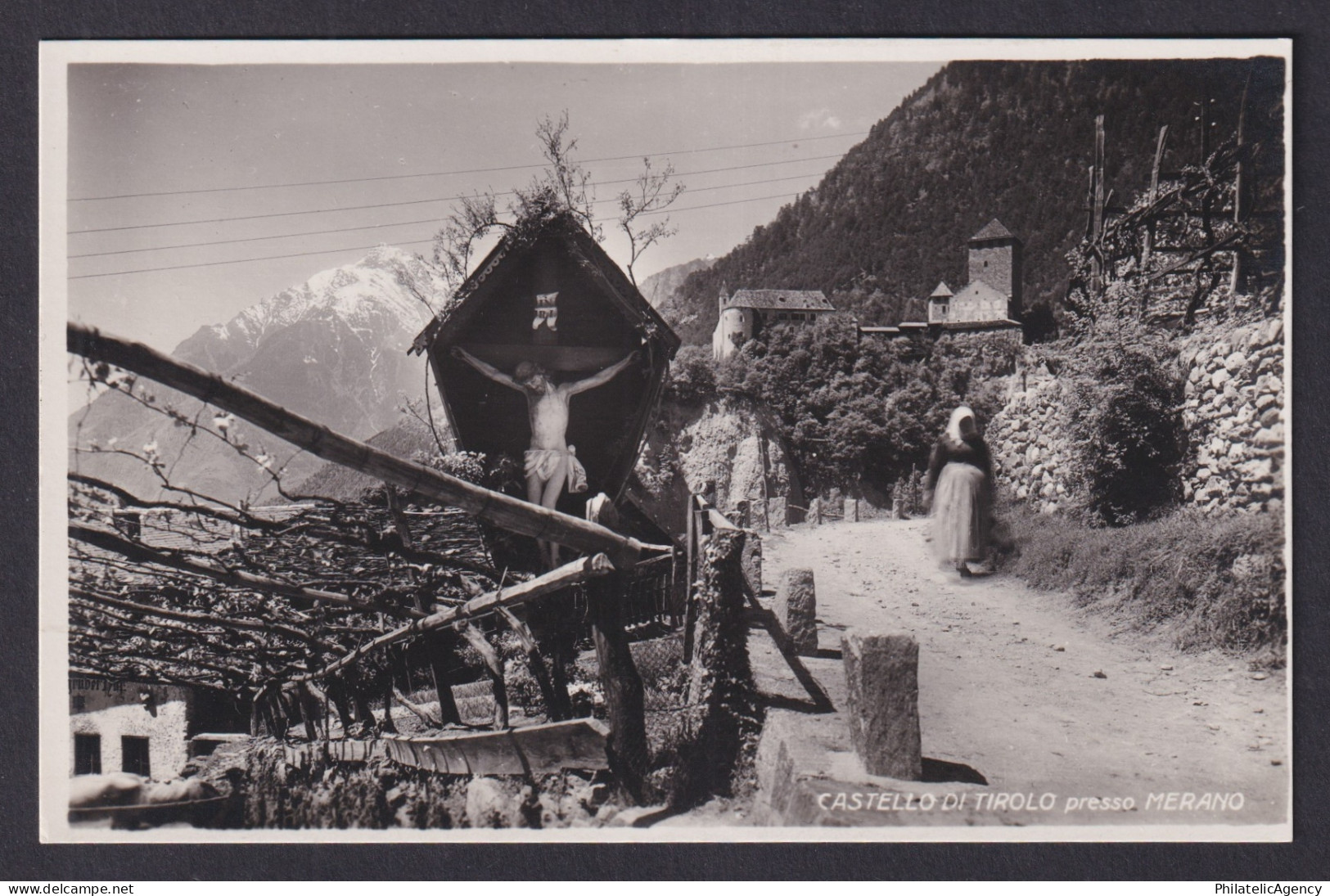 Vintage postcard Tirolo near Merano Castel Tyrol mountains South Tyrol Italy
