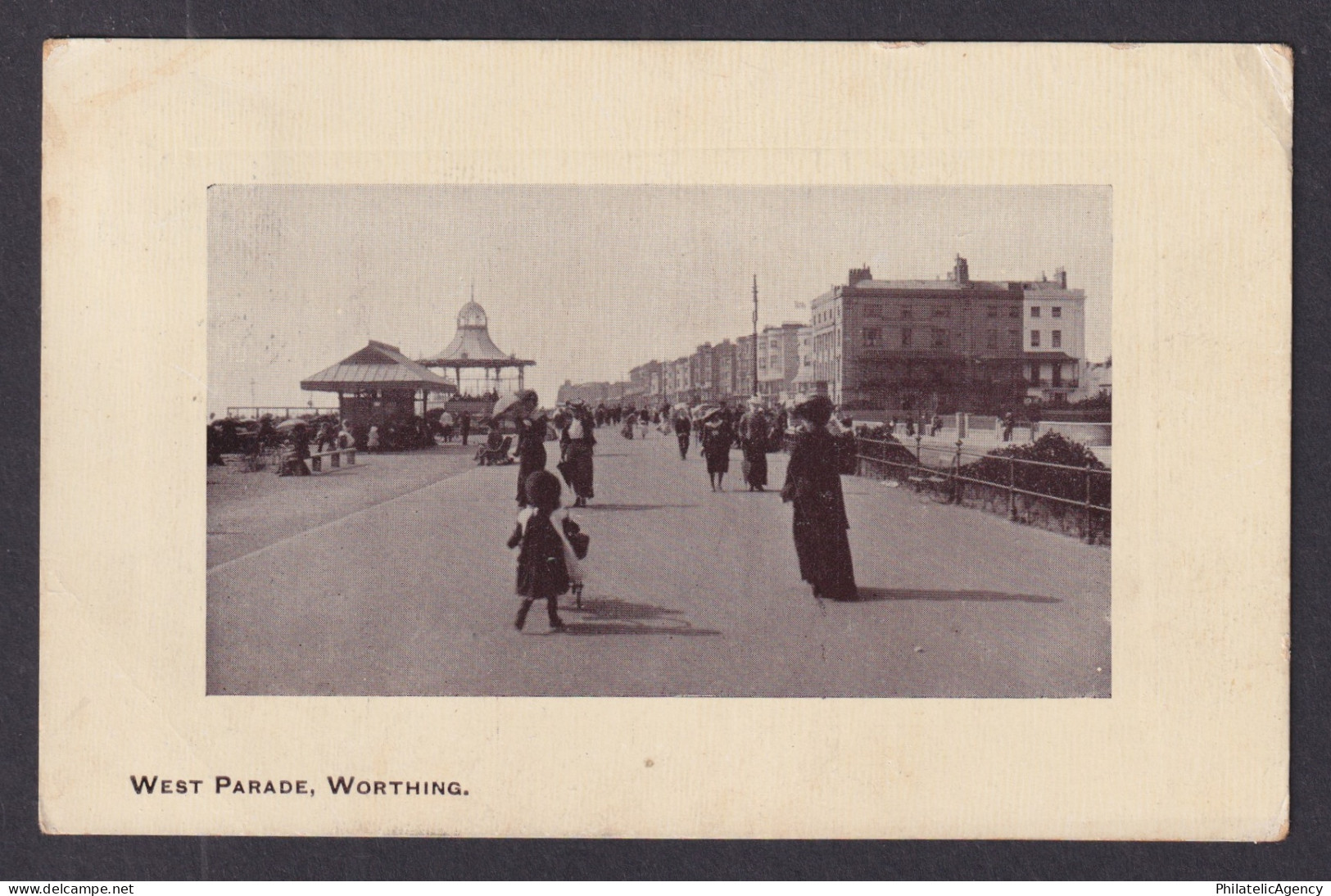 Vintage Postcard United Kingdom Worthing West Parade 1912