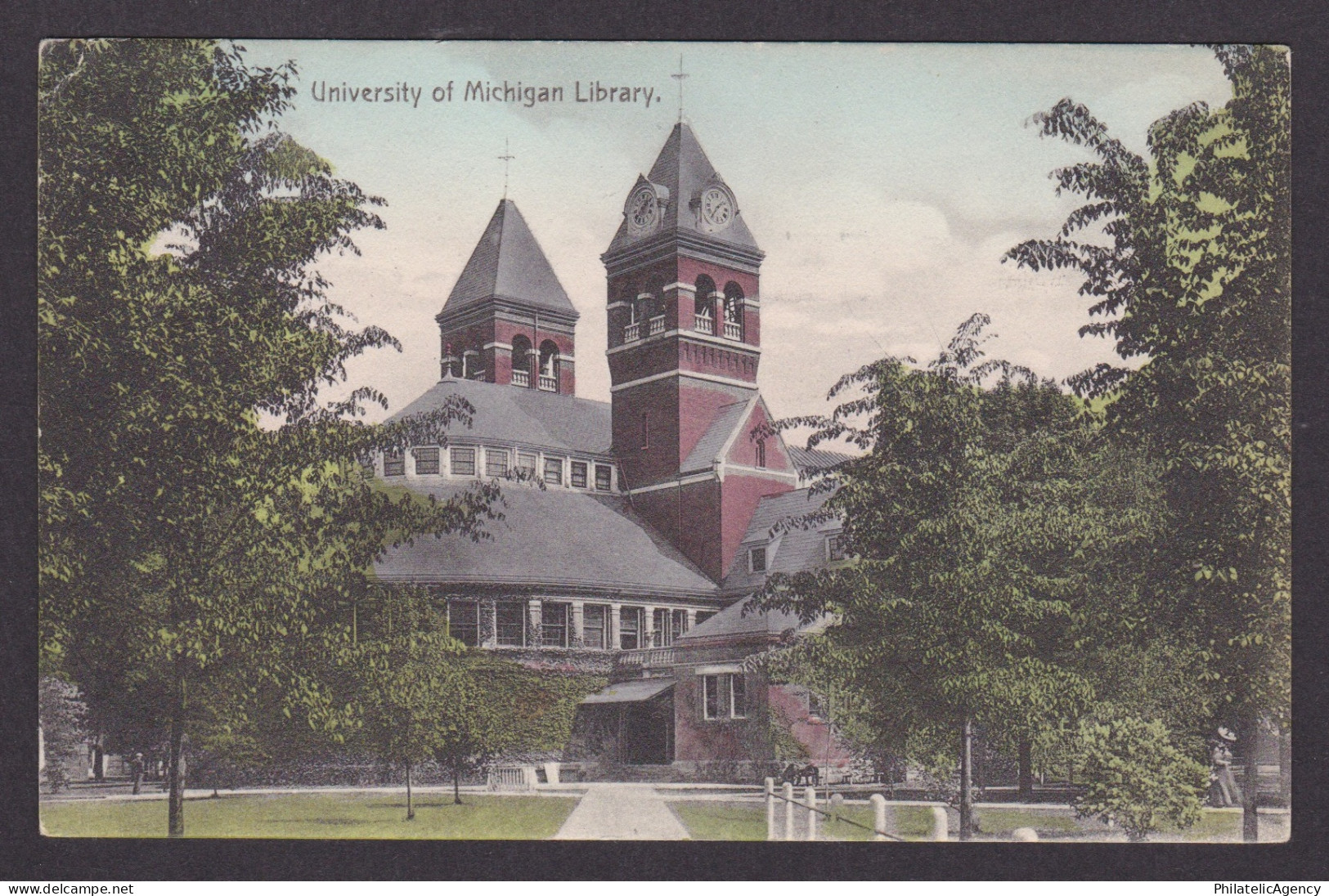 Vintage postcard USA Ann Arbor MI Michigan University of Michigan Old Library