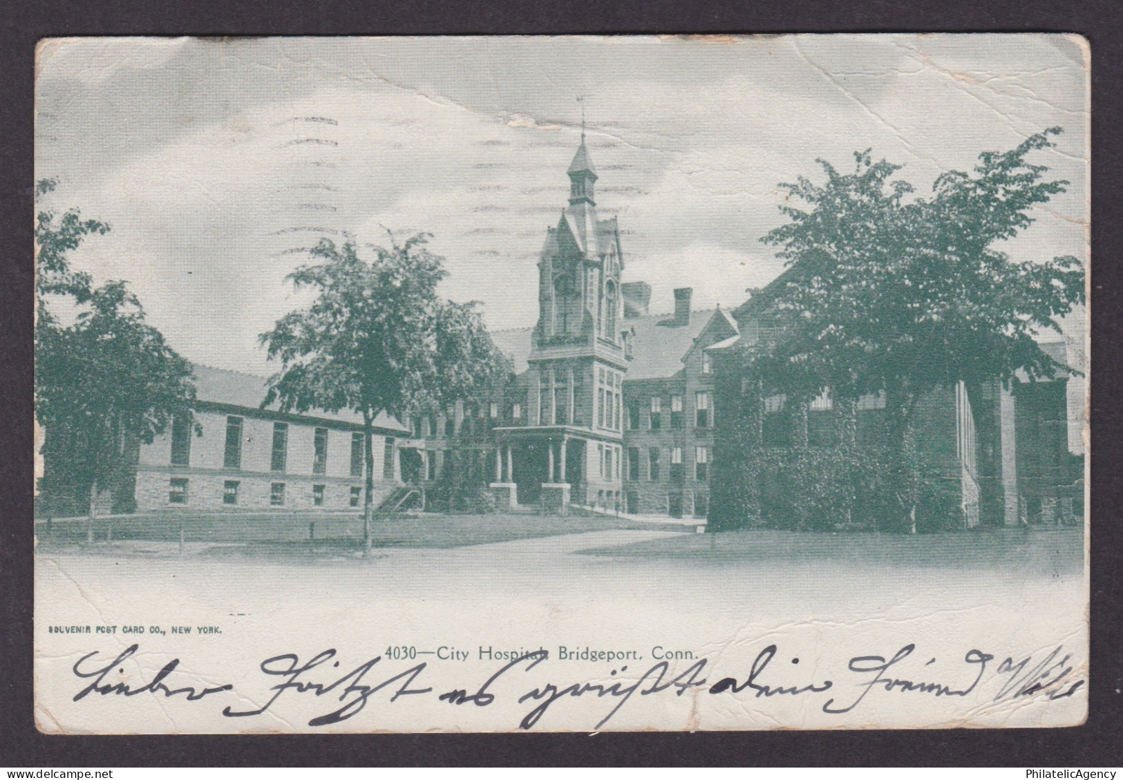 Vintage postcard USA Bridgeport CT City Hospital Building Old Medical 1907