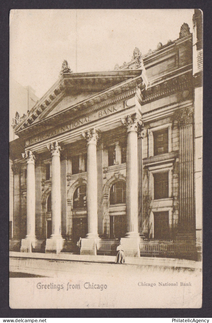 Vintage postcard USA Chicago IL National Bank Architecture Illinois 1904