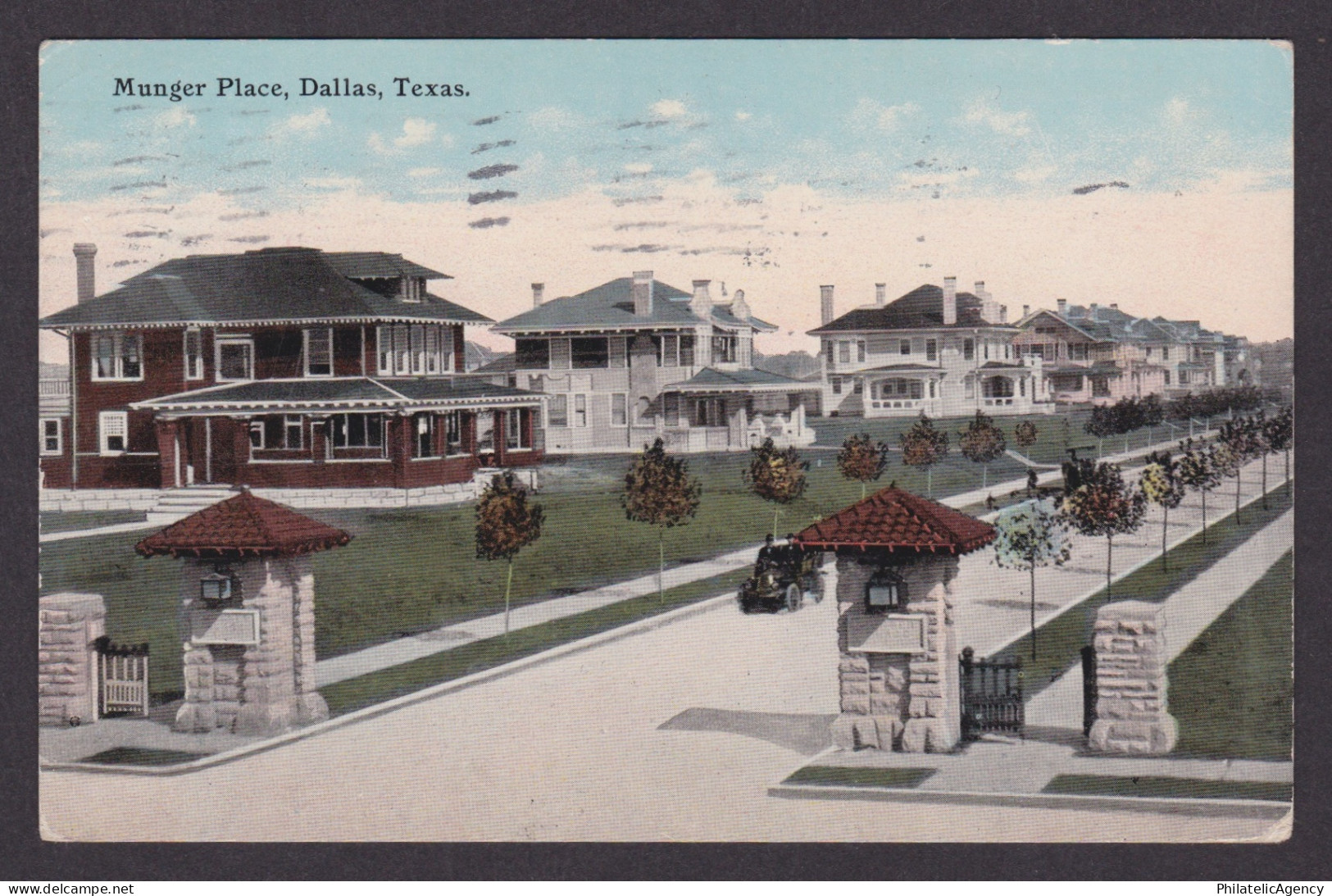 Vintage postcard USA Dallas TX Texas Munger Place Historic Houses Architecture
