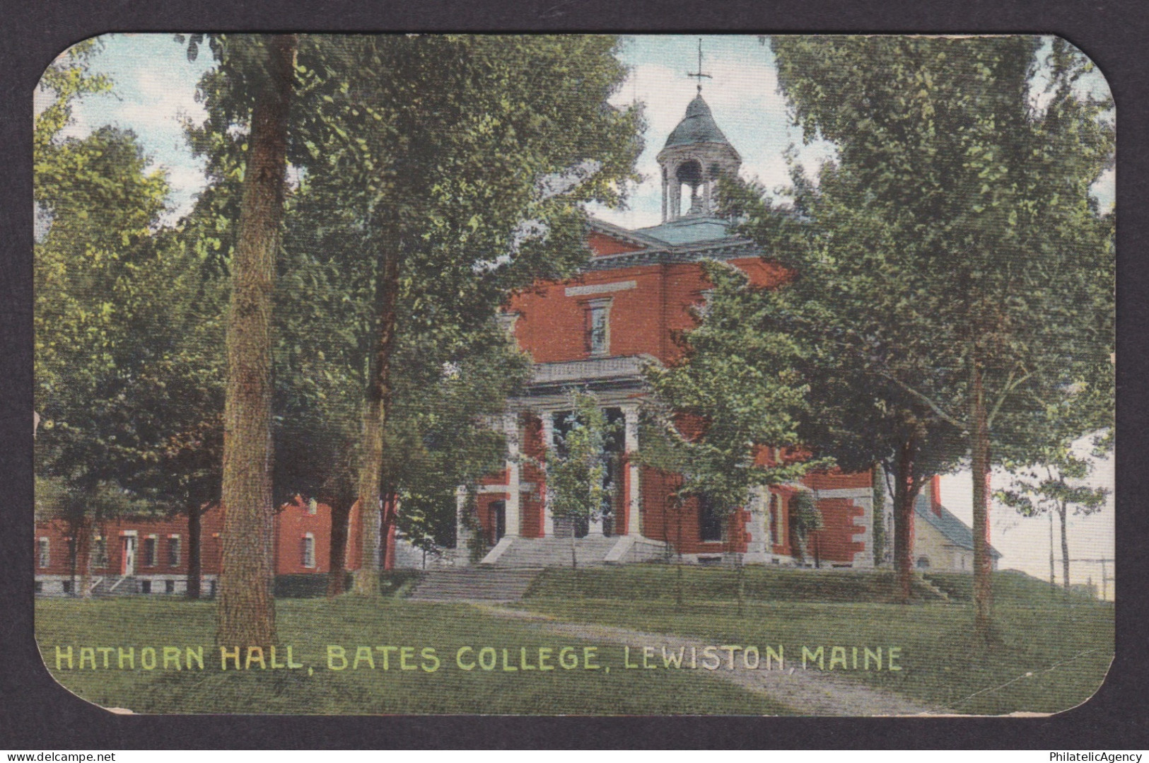 Vintage postcard USA Lewiston ME Maine Hathorn Hall Bates College Campus View